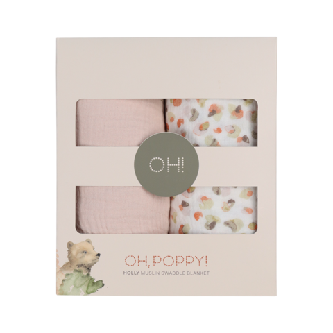 Oh, Poppy! Muslin Snuttefilt Holly Rosa (2-pack, 80x100cm)