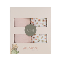 Thumbnail for Oh, Poppy! Muslin Snuttefilt Holly Rosa (2-pack, 80x100cm)