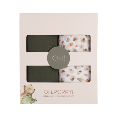 Oh, Poppy! Muslin Snuttefilt Holly Rosa (2-pack, 80x100cm)
