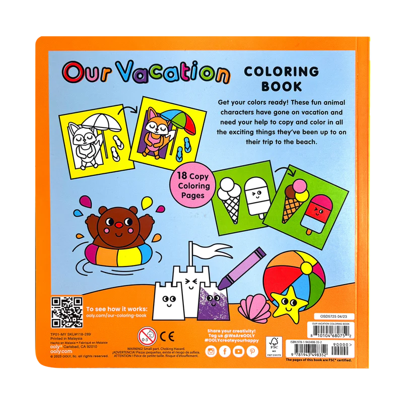 Ooly Målarbok Our Vacation Copy Coloring Book (18 sidor)