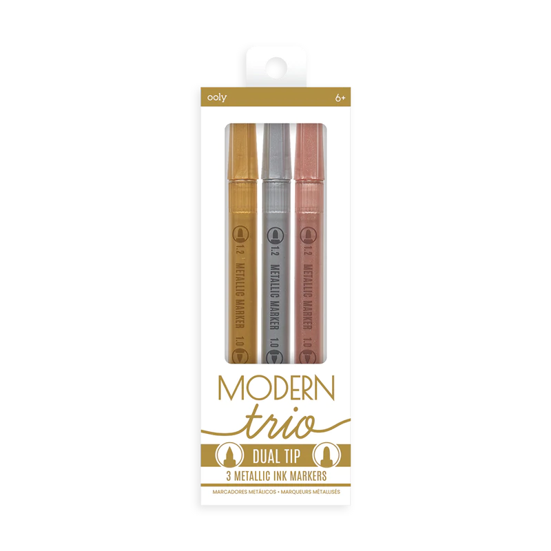Ooly Tuschpennor Modern Trio Dual Tip Metallic Markers (3 färger)
