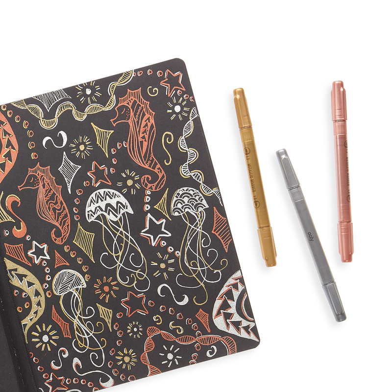 Ooly Tuschpennor Modern Trio Dual Tip Metallic Markers (3 färger)