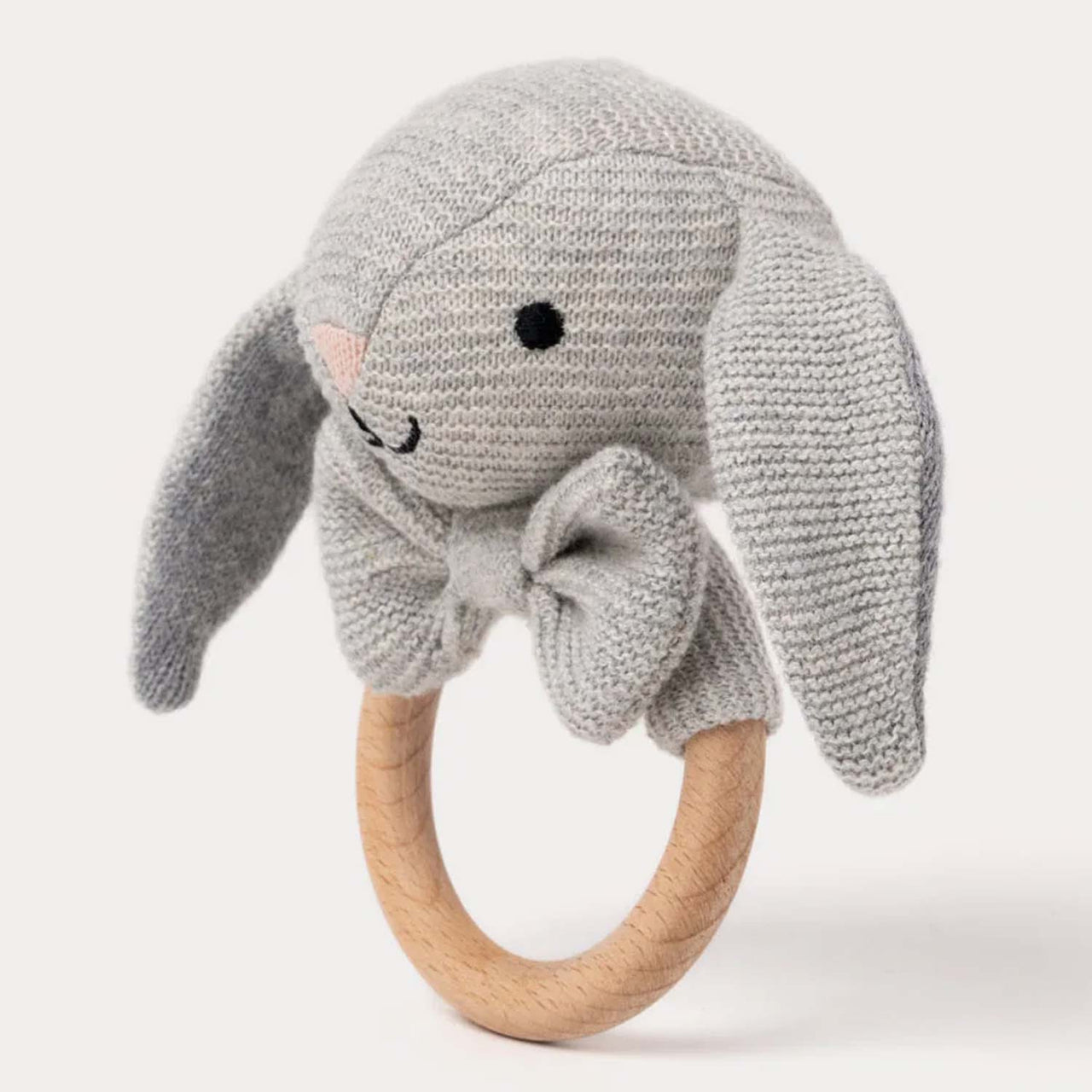 Teddykompaniet Teddy Organic Skallra Kanin Grå Stickad 14cm