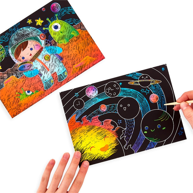 Ooly Skrapkonst Scratch & Scribble Space Explorers (6 ark)