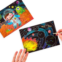 Thumbnail for Ooly Skrapkonst Scratch & Scribble Space Explorers (6 ark)