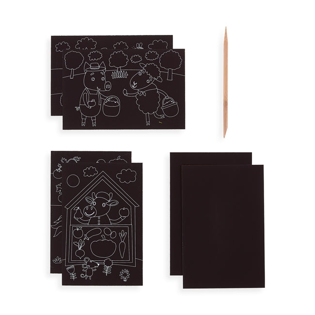 Ooly Skrapkort Mini Scratch & Scribble Farm Animals (6 ark)