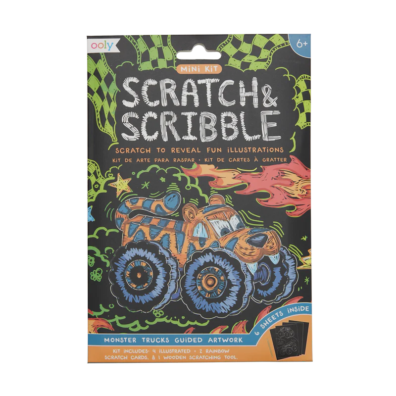 Ooly Skrapkort Mini Scratch & Scribble Monster Truck (6 ark)