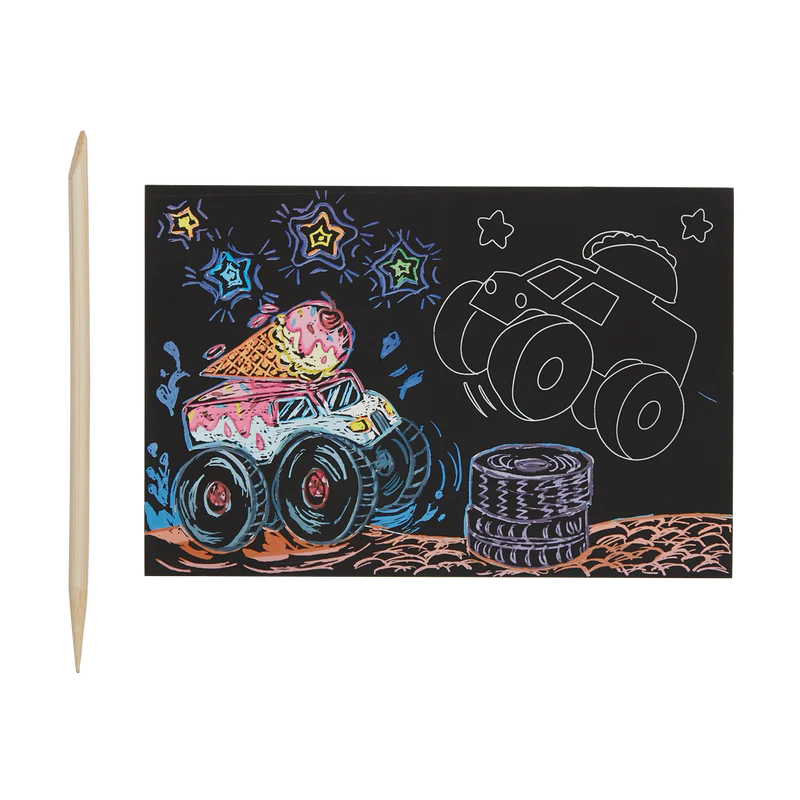 Ooly Skrapkort Mini Scratch & Scribble Monster Truck (6 ark)