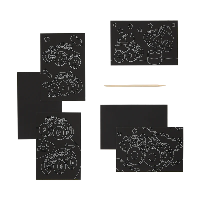 Ooly Skrapkort Mini Scratch & Scribble Monster Truck (6 ark)