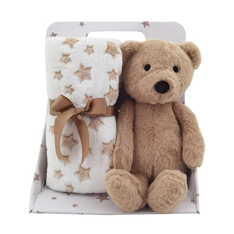 Carlo Baby Presentset Fleecefilt & gosedjur Brun Nalle