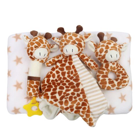 Carlo Baby Presentset Fleecefilt, skallra & snutte Giraff