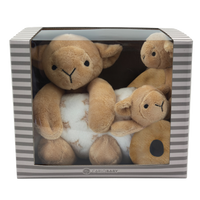 Thumbnail for Carlo Baby Presentset med brunt lamm, snutte & skallra