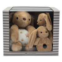 Thumbnail for Carlo Baby Presentset med brun kanin, snutte & skallra