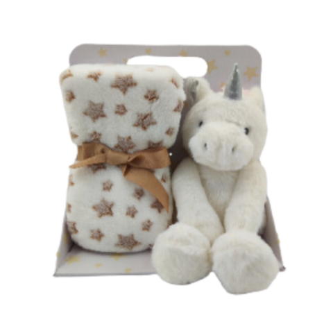Carlo Baby Presentset Fleecefilt & gosedjur Vit Enhörning