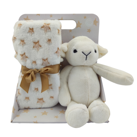 Carlo Baby Presentset Fleecefilt & gosedjur Vitt Lamm