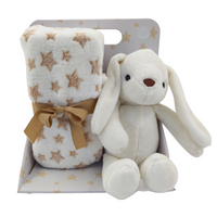 Thumbnail for Carlo Baby Presentset Fleecefilt & gosedjur Vit Kanin