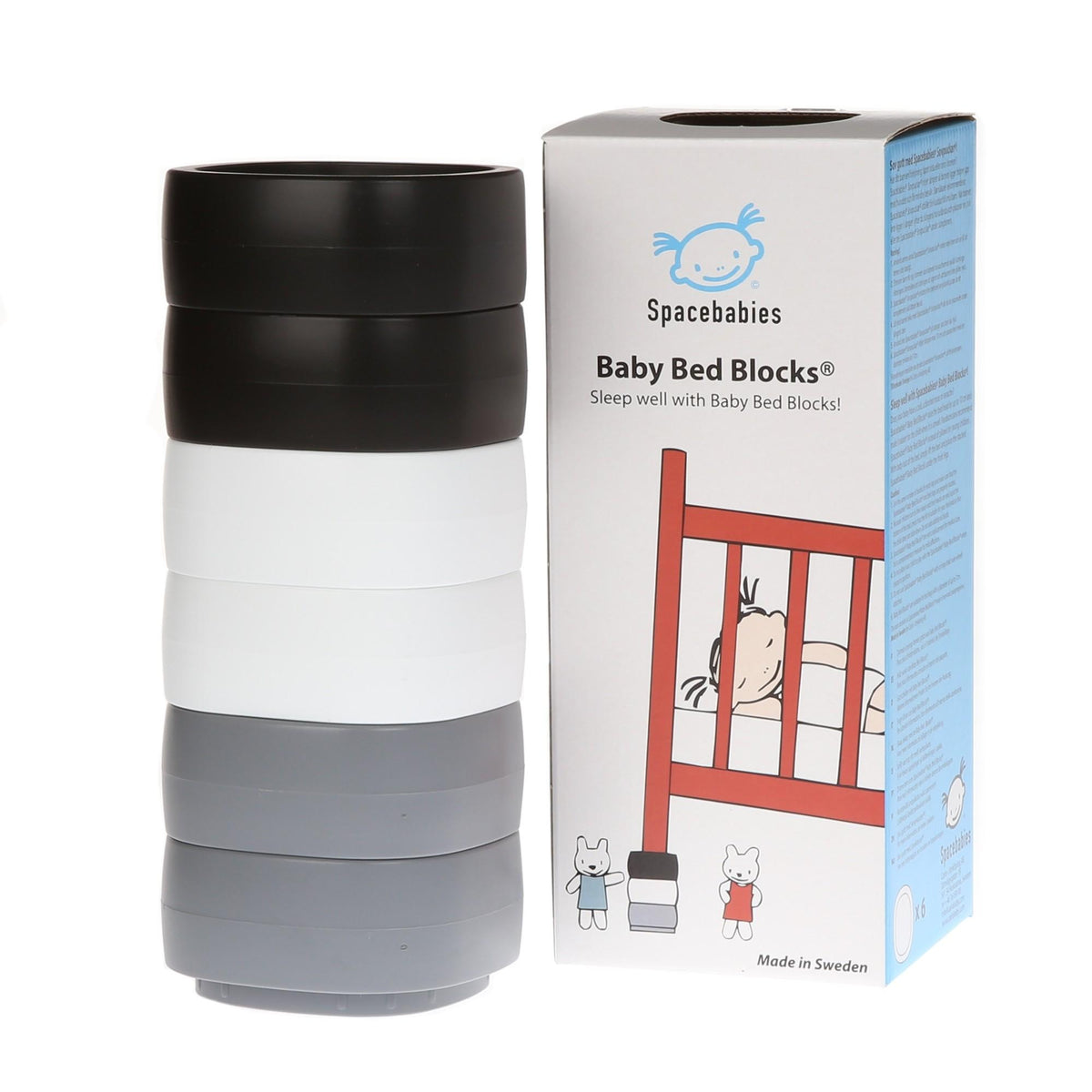 Spacebabies Baby Bed Blocks, Svart/grå/vit