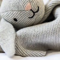 Thumbnail for Teddykompaniet Teddy Organic Snuttefilt Kanin Grå Stickad 24cm