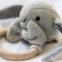 Thumbnail for Teddykompaniet Teddy Organic Skallra Kanin Grå Stickad 14cm