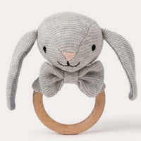 Thumbnail for Teddykompaniet Teddy Organic Skallra Kanin Grå Stickad 14cm