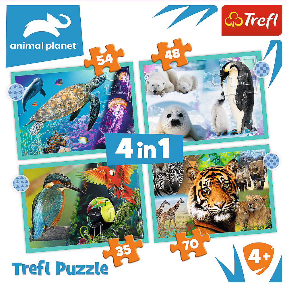 Trefl Animal Planet 4 pussel i 1