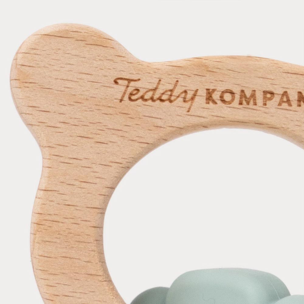 Teddykompaniet Bitring i silikon & trä Lindblomsgrön