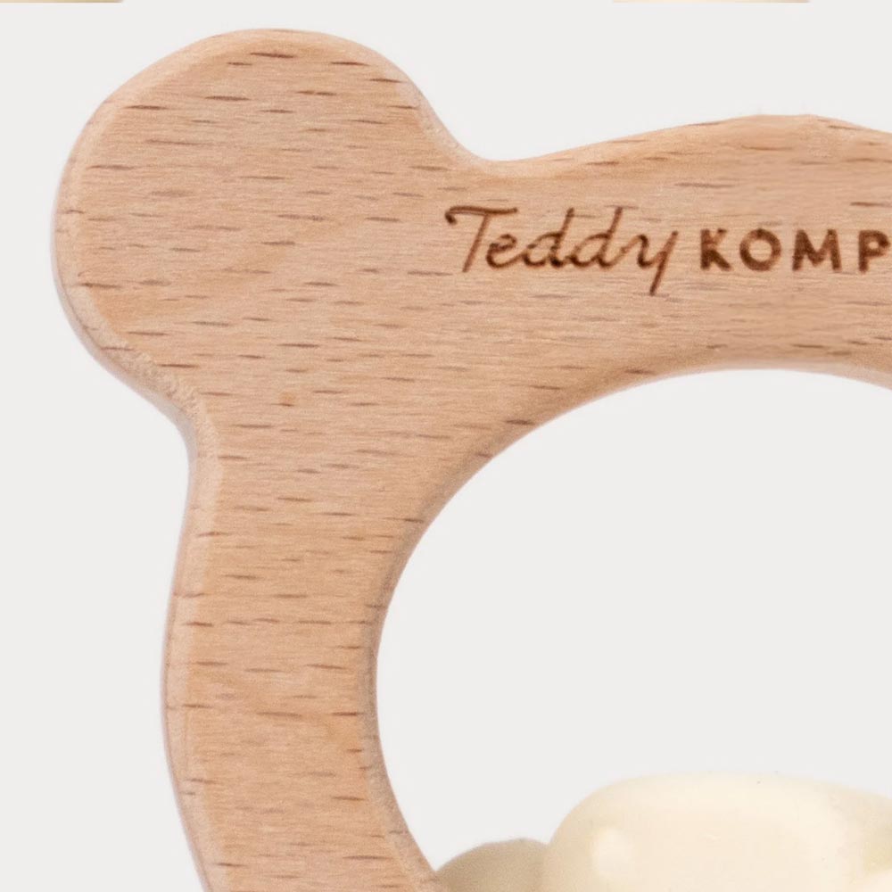 Teddykompaniet Bitring i silikon & trä Cream