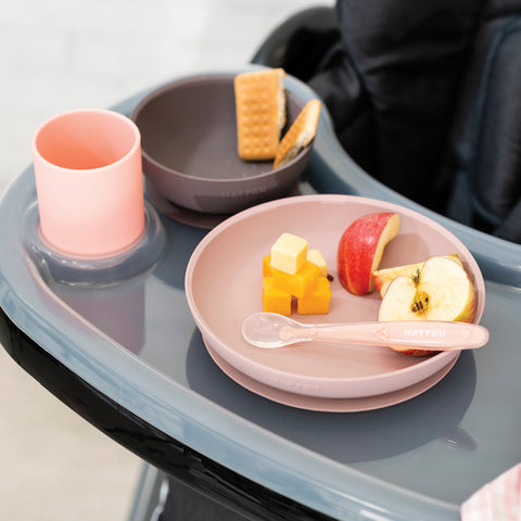 Nattou Matset i silikon Rosa/aubergine (4-pack)