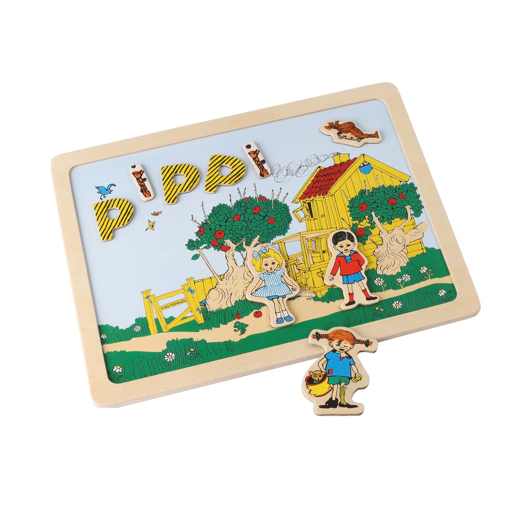 Pippi dobbeltsidet magnettavle med 14 figurer & 55 bogstaver