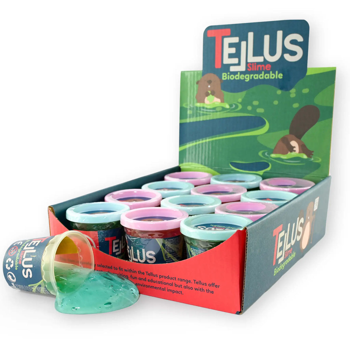 Tellus Biologiskt Nedbrytbart Slime Blå/Rosa (85 ml)