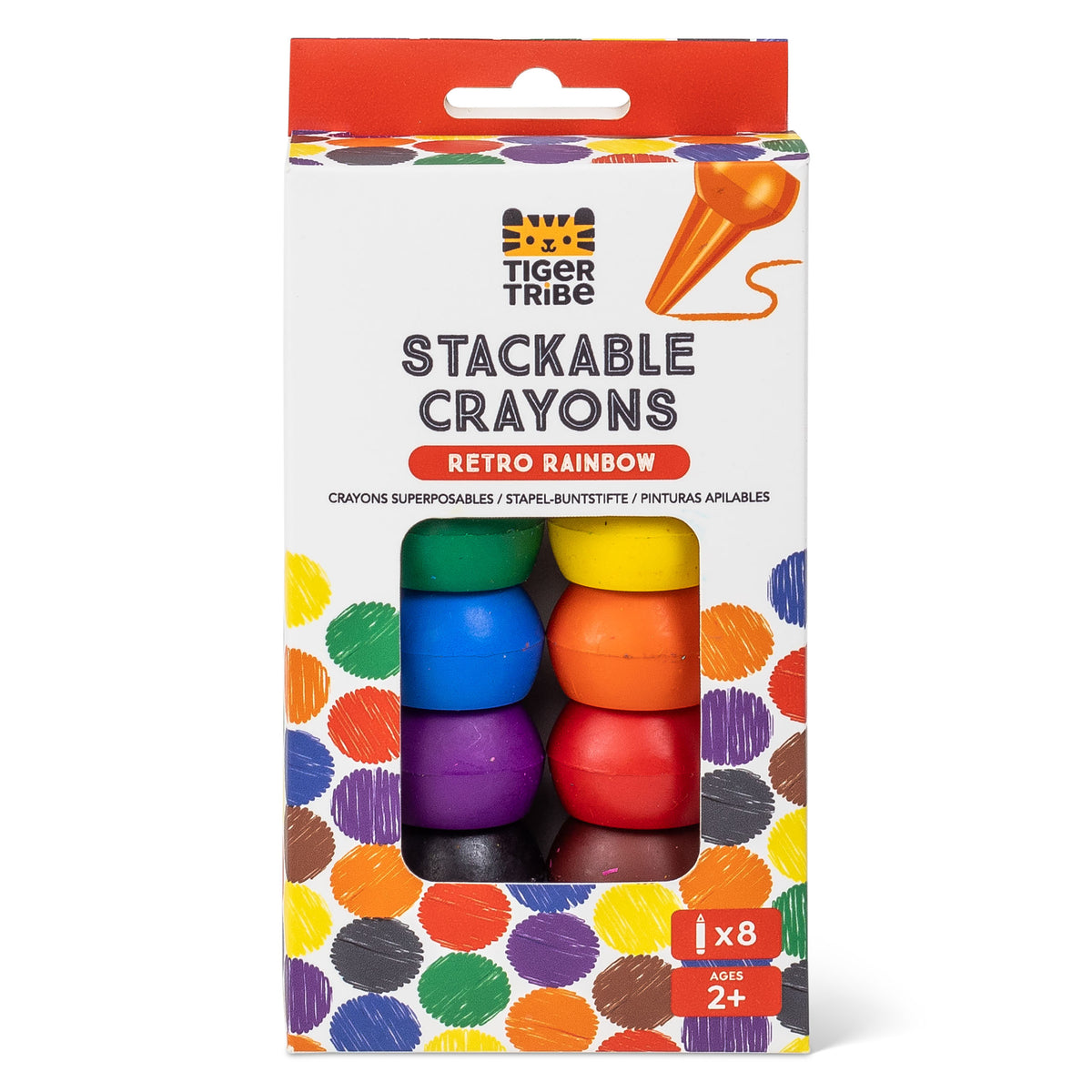 Tiger Tribe Stapelbara kritor Retro Rainbow (8 färger)