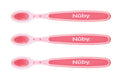 Nuby Mjukkantad värmekänslig sked Rosa +3m (3-pack)