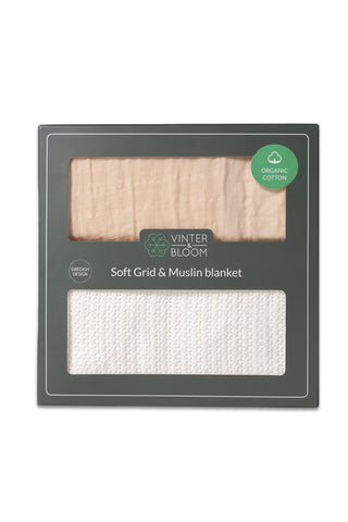 Vinter & Bloom Soft Grid+muslin Eko 2pack Vit/beige