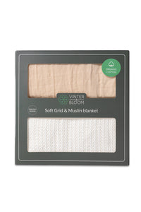 Thumbnail for Vinter & Bloom Soft Grid+muslin Eko 2pack Vit/beige