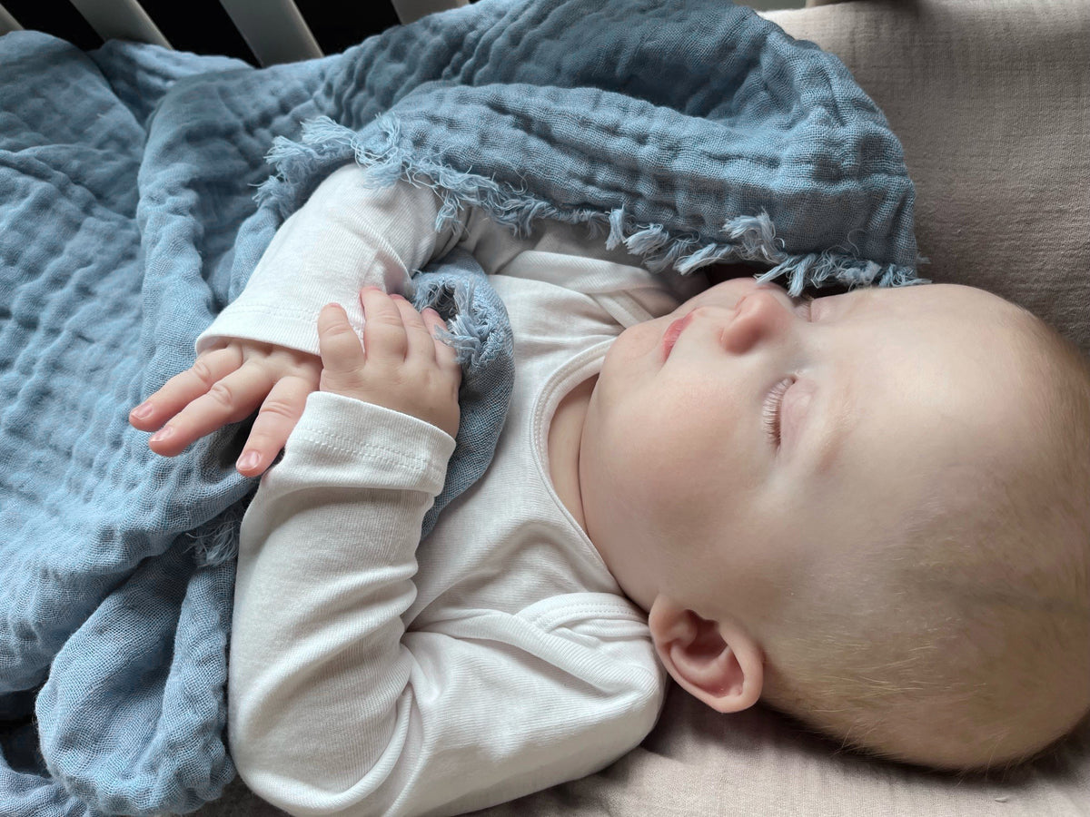 Vinter & Bloom Tæppe Feather Muslin Øko Dim Blue