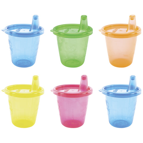 Nuby Muggset med fritt flödande pip, 6-pack +9m (210ml)