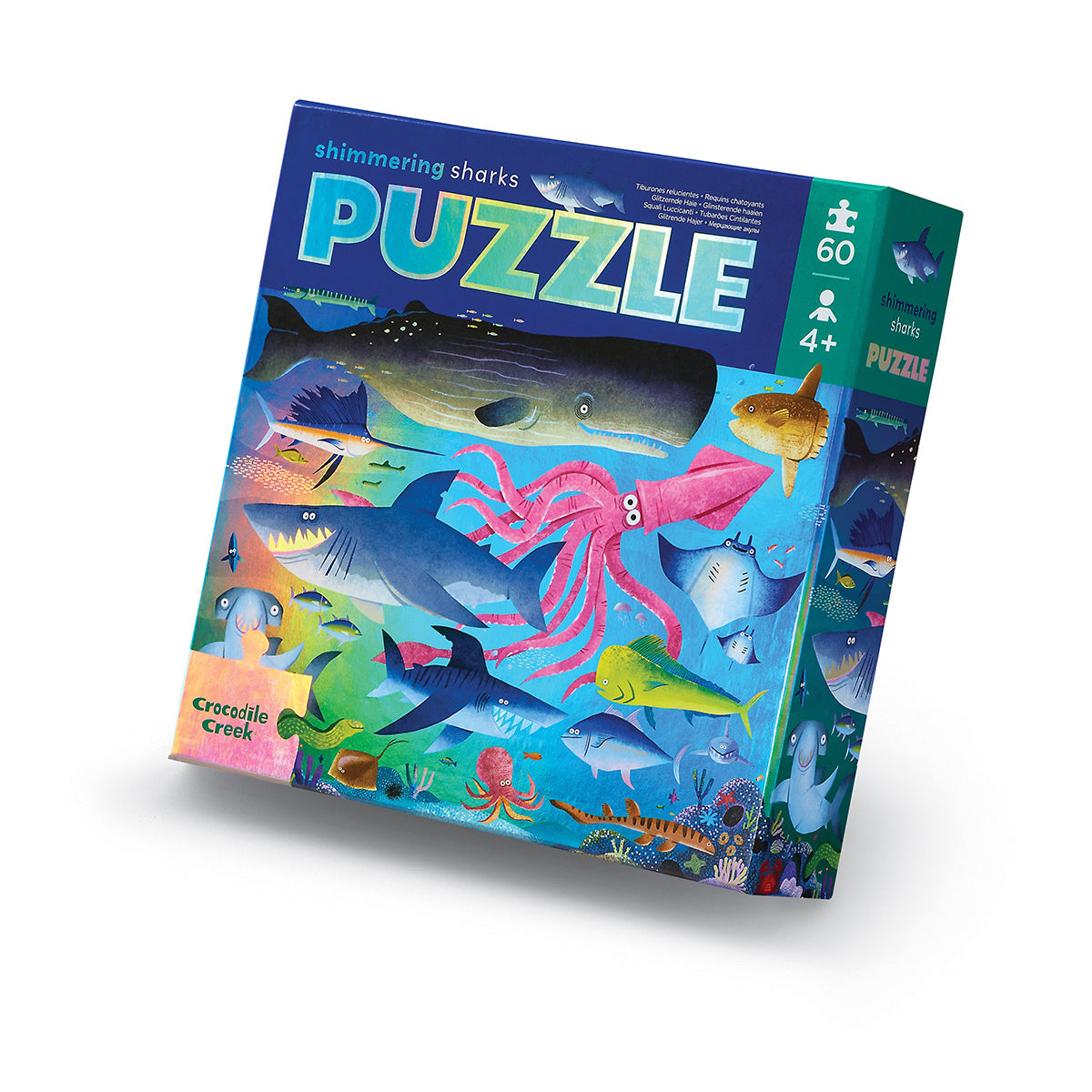 Crocodile Creek Holografiskt pussel Shimmering Sharks (60 bitar)