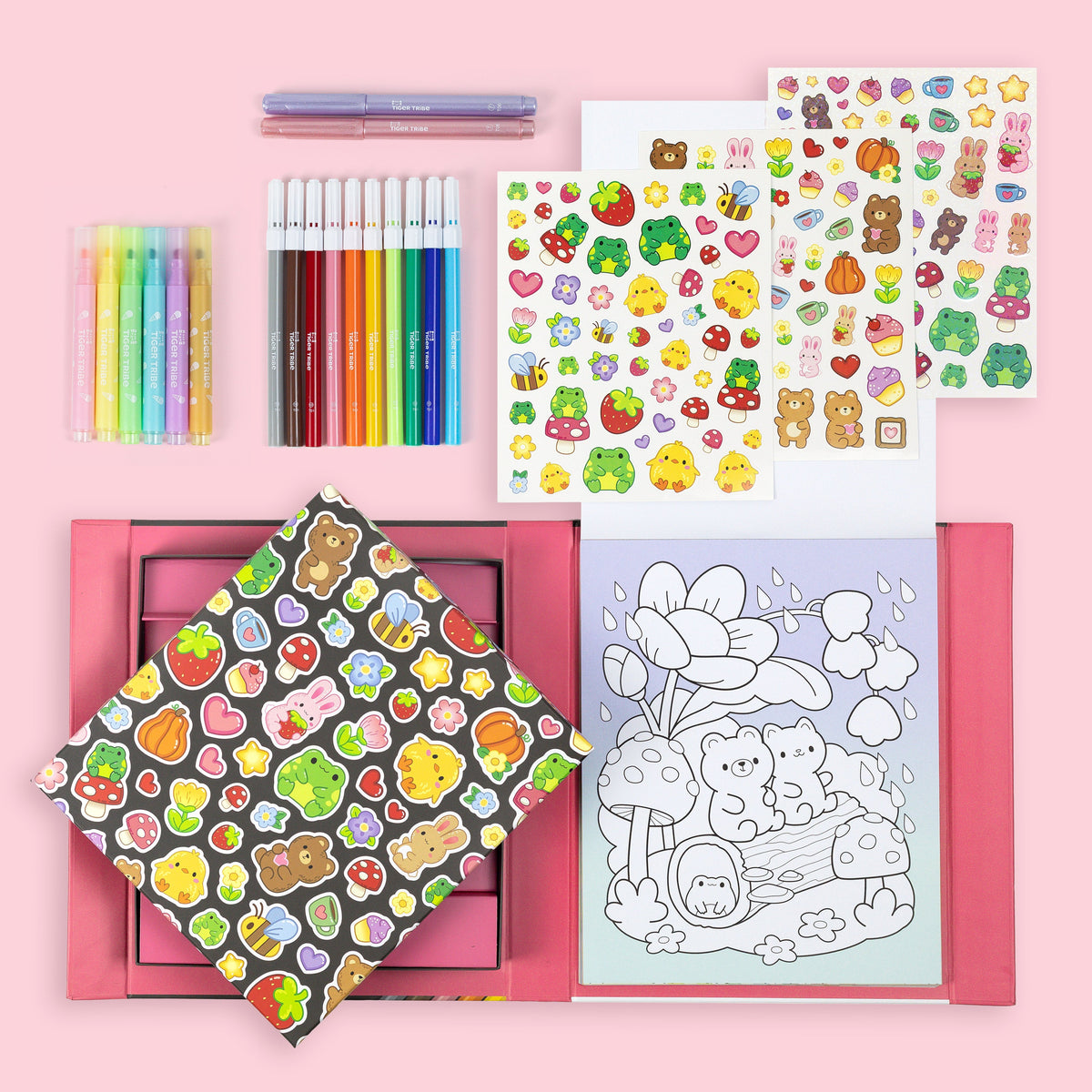 Tiger Tribe Målarset Great Big Colouring Set Magical Mini Worlds – bild 2