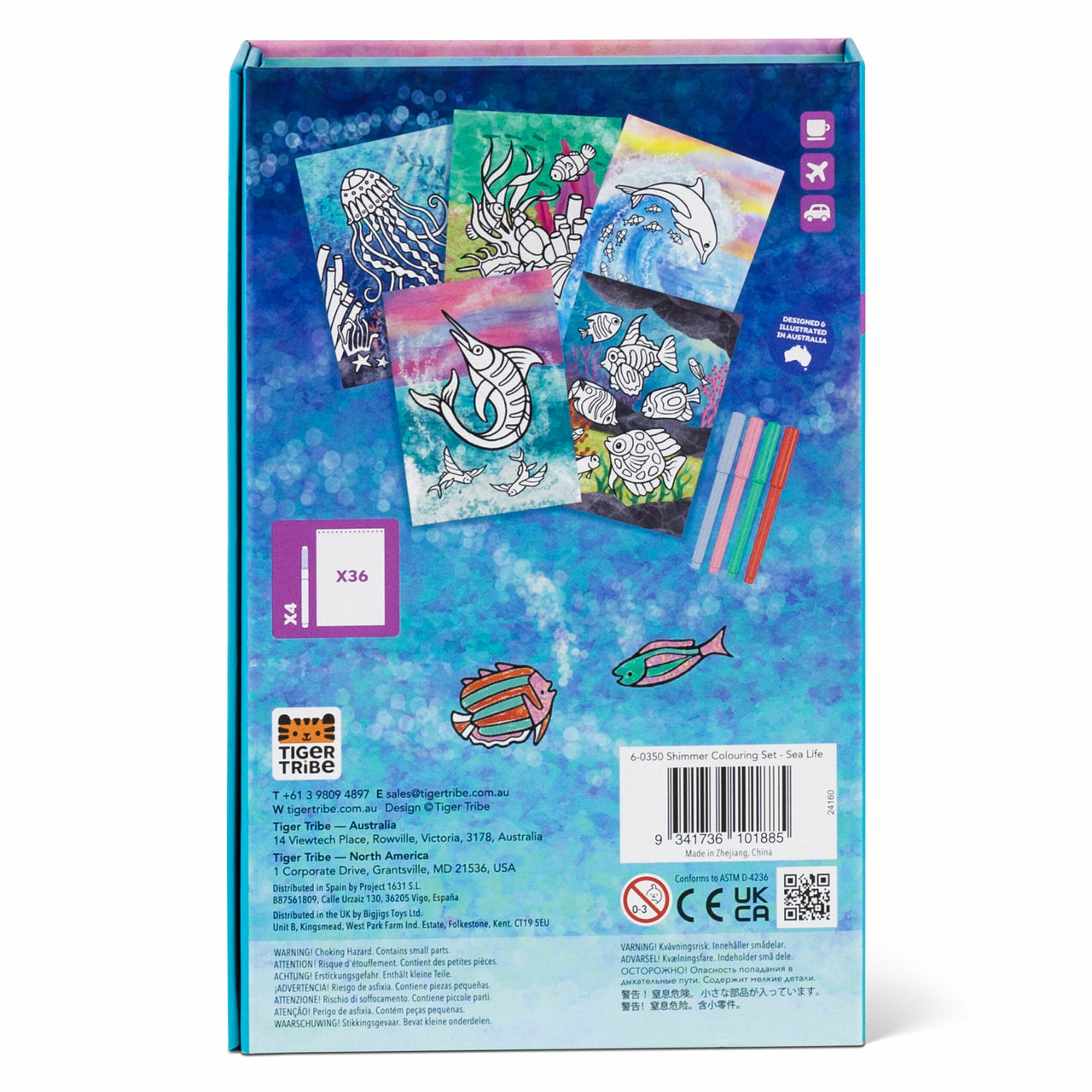 Tiger Tribe Målarset Shimmer Colouring Sea Life