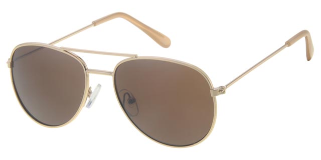 Dudes & Dudettes Pilotglasögon i metall för barn - Light Gold Beige Tips (5-8år)