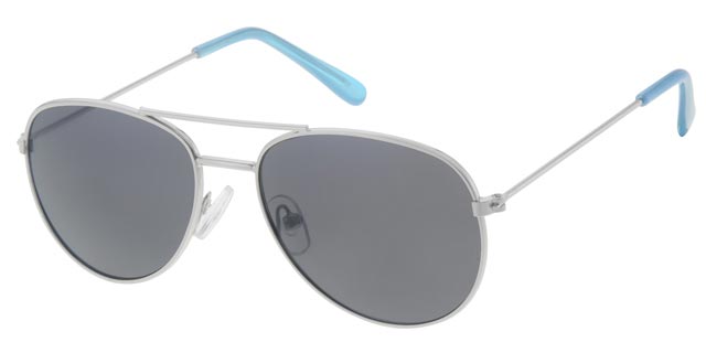 Dudes & Dudettes Pilotglasögon i metall för barn - Light Silver Blue Tips (5-8år)