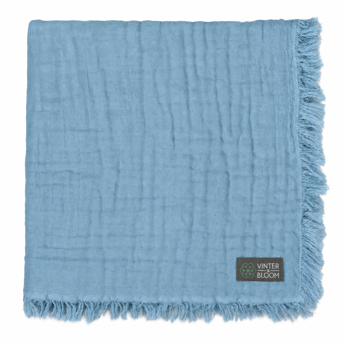 Vinter & Bloom Tæppe Feather Muslin Øko Dim Blue