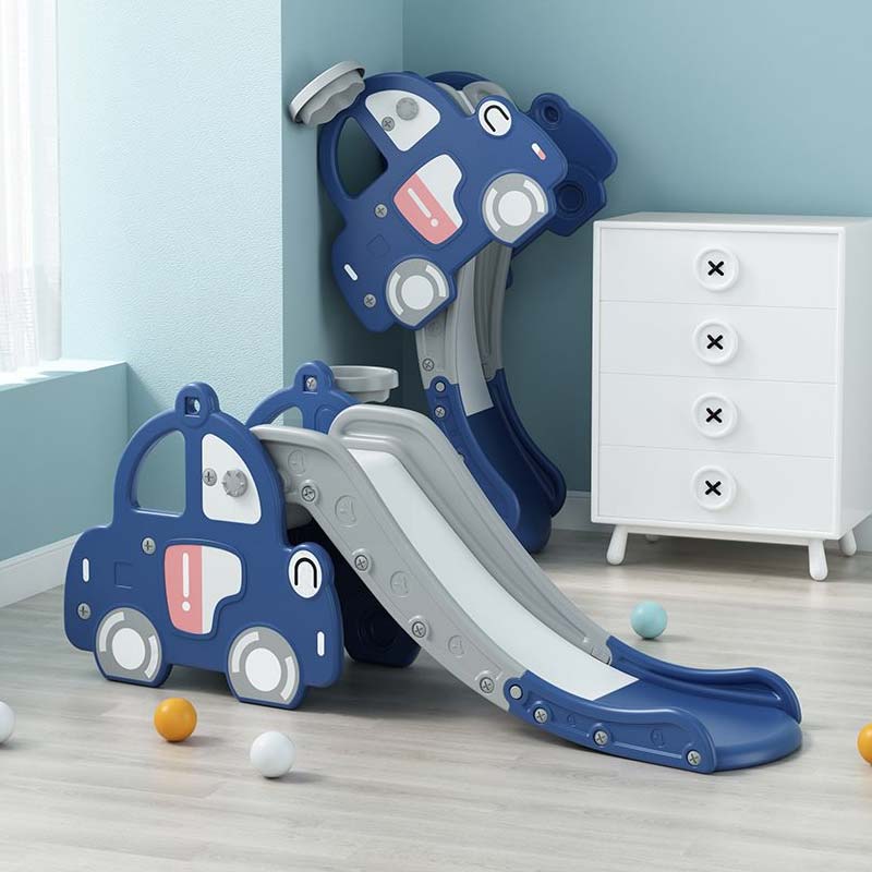 Elite Toys Bil med rutschebane og basketballkurv Blå