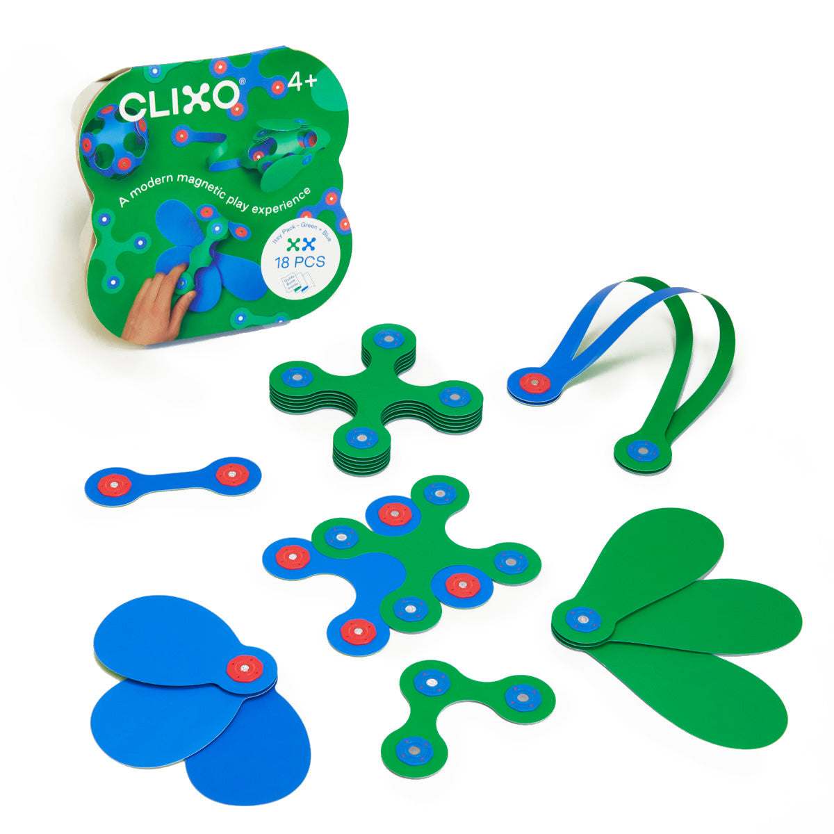 Clixo Byggset Itsy Pack Grön/Blå (18 delar)