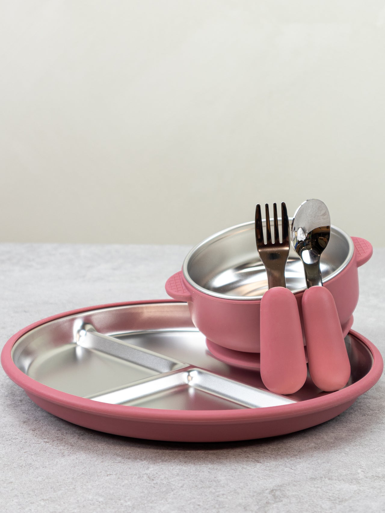 Lily & Lo Matset med sektionstallrik, skål & bestick Blush