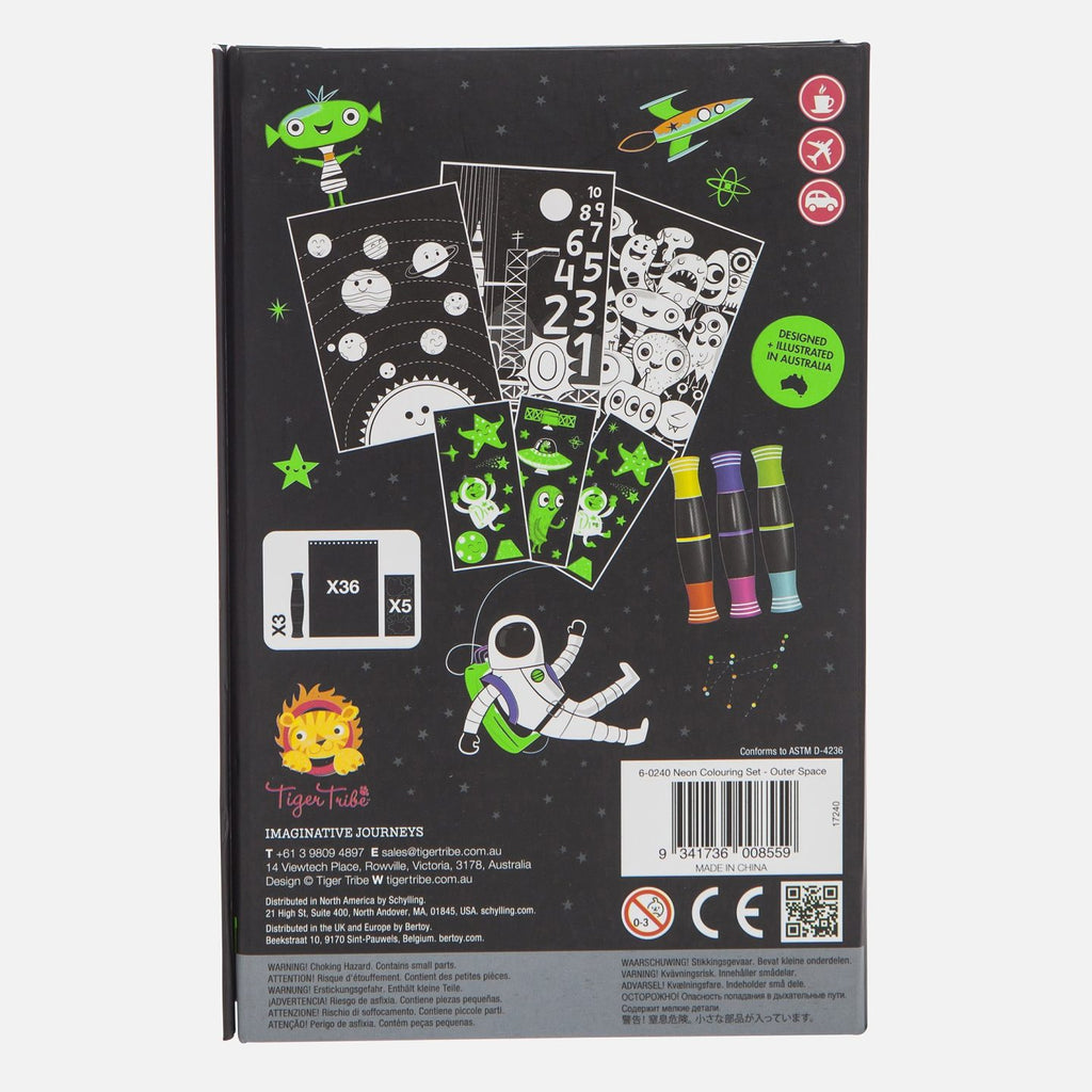 Tiger Tribe Målarset Neon Colouring Outer Space