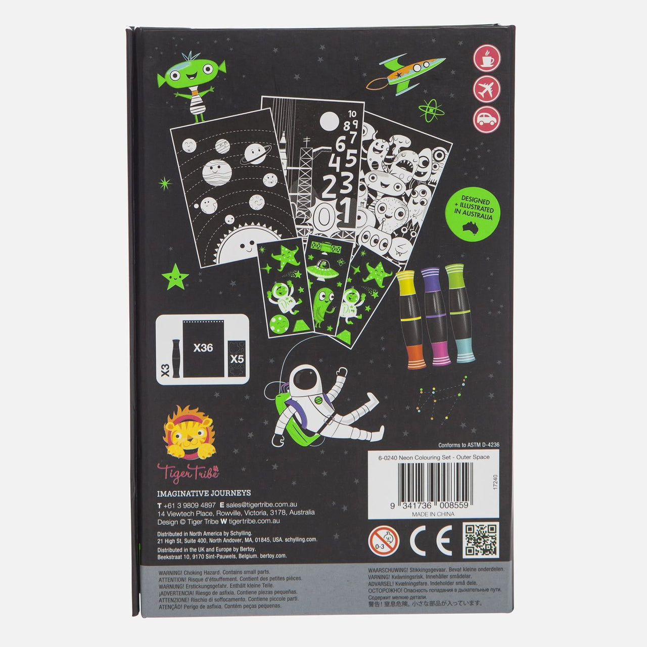 Tiger Tribe Målarset Neon Colouring Outer Space