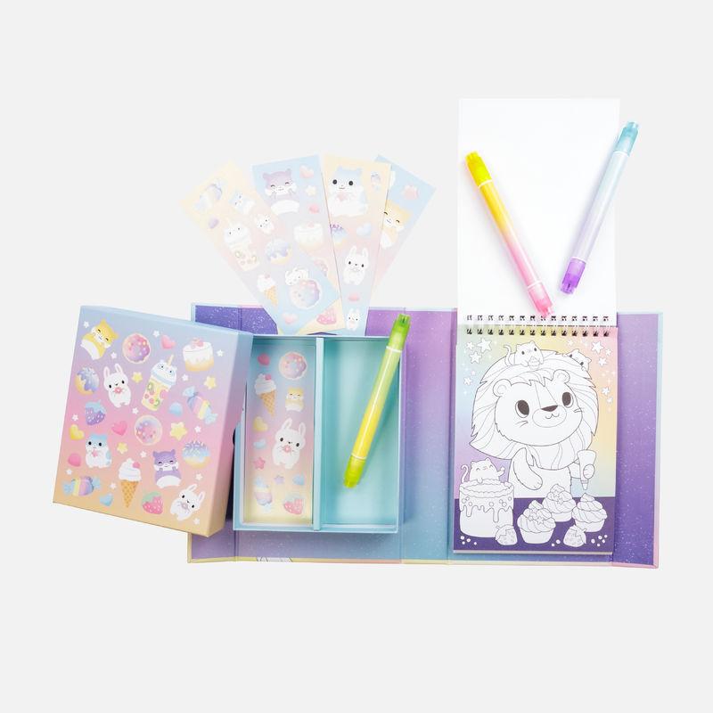 Tiger Tribe Målarset Pastel Colouring Kawaii Cafe