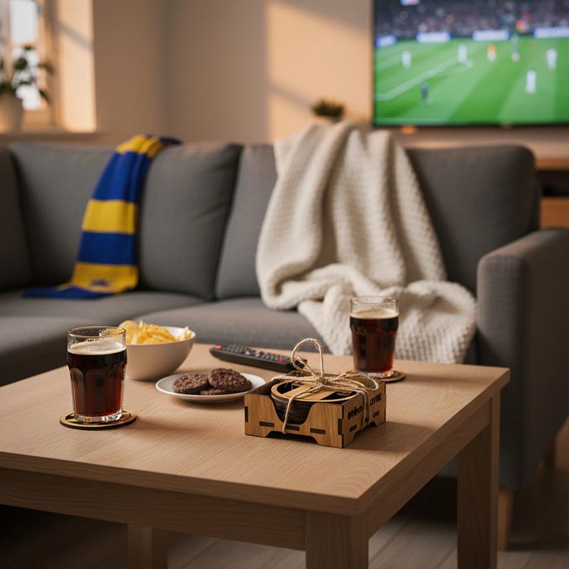 Glasunderlägg i trä Fotbolls-VM Våra Hjältar, 6-pack (⌀ 9,6cm)
