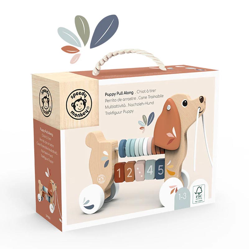 Speedy Monkey Dragleksak Puppy Pull Along